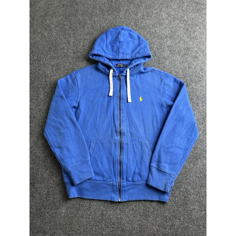 Mens Polo Ralph Lauren Blue Full Zip Hoodie Embroidered Pony, Size L